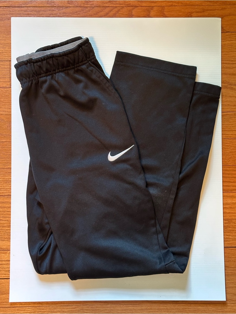 Nike Kids Black Jogger Sweatpants with White Swoosh